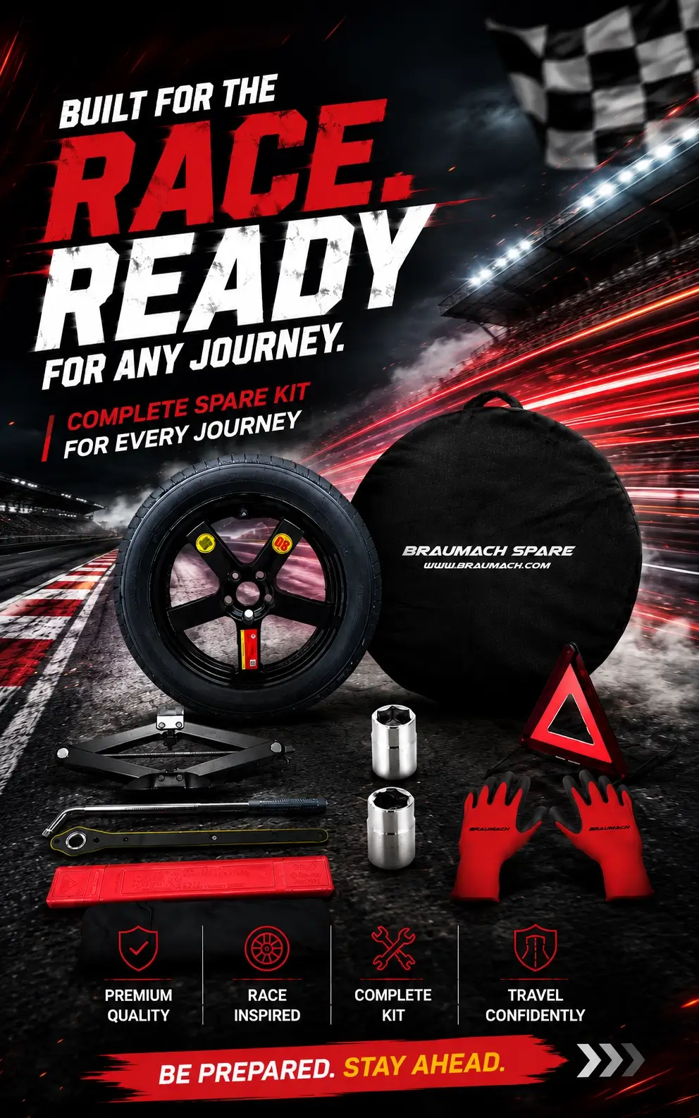 Never Let The Journey StopEverything needed for roadside confidence.